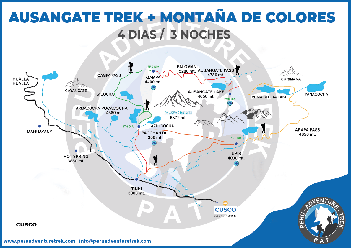 Ausangate And Rainbow Mountain Trek 4 Days - Mapa 